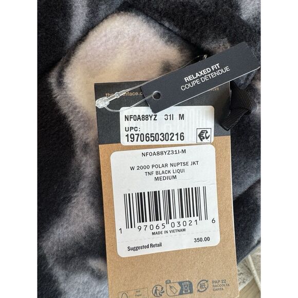 The North Face Women’s 2000 Polar Nuptse Jacket Fleece Black/White NWT Medium - Picture 7 of 8